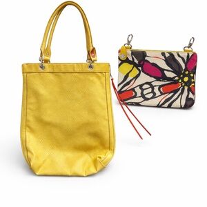 Relic Yellow Textured vegan leather Women's Tote Bag with small change purse